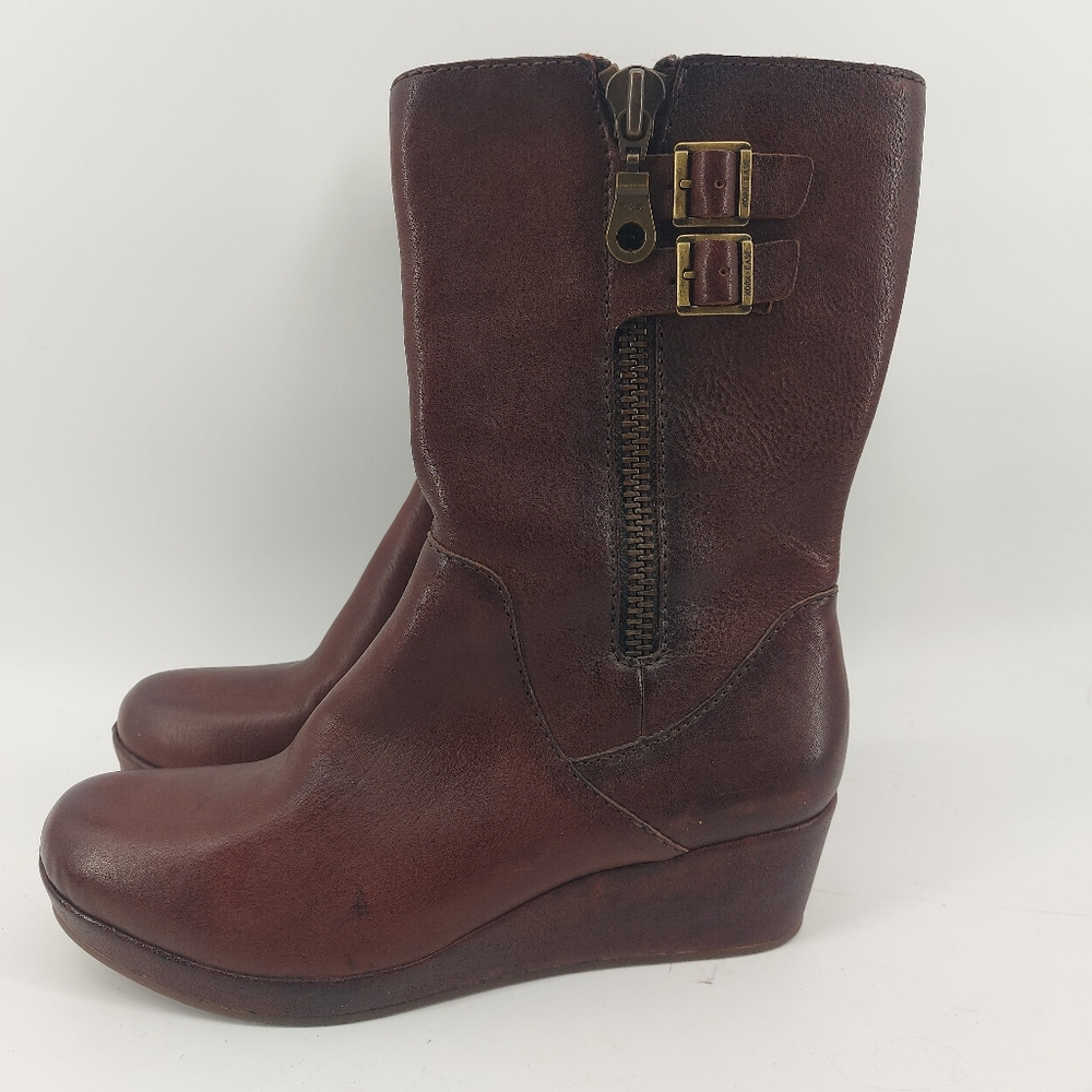 Kork Ease Kiki Brown Leather Mid Calf Boots Size 8